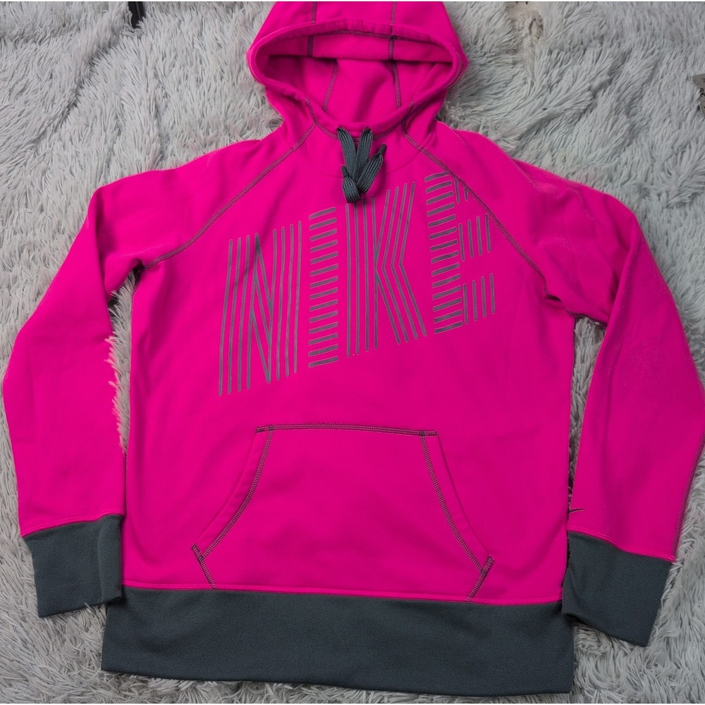 Nike Sweatshirt Womens L Pink Hoodie Athletic Therma Fit Pocket Comfort